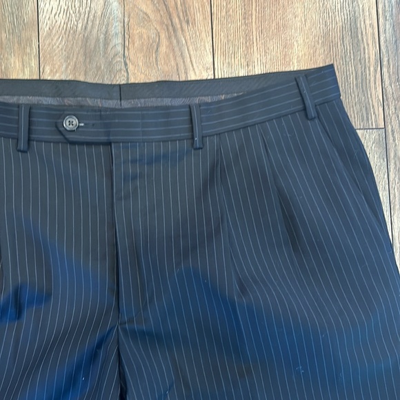 Lauren Ralph Lauren Men’s Suit Pants 38/30, Pleated, Ankle Cuffs, Black, Stripes - Picture 2 of 5